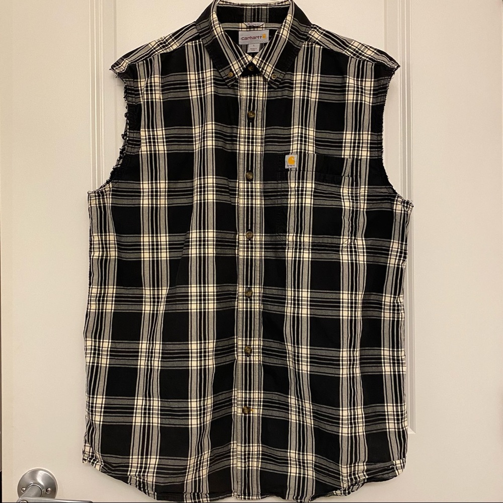 Carhartt Sleeveless Plaid Flannel Relaxed Fit Shirt